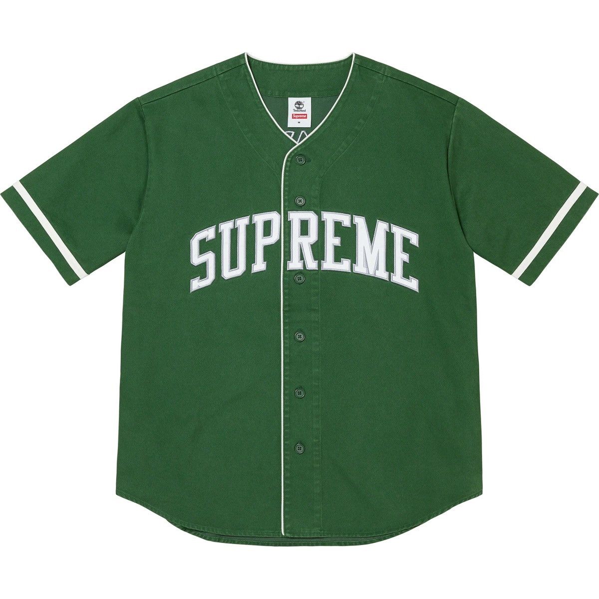 image of Supreme x Timberland Baseball Jersey in Green, Men's (Size Small)