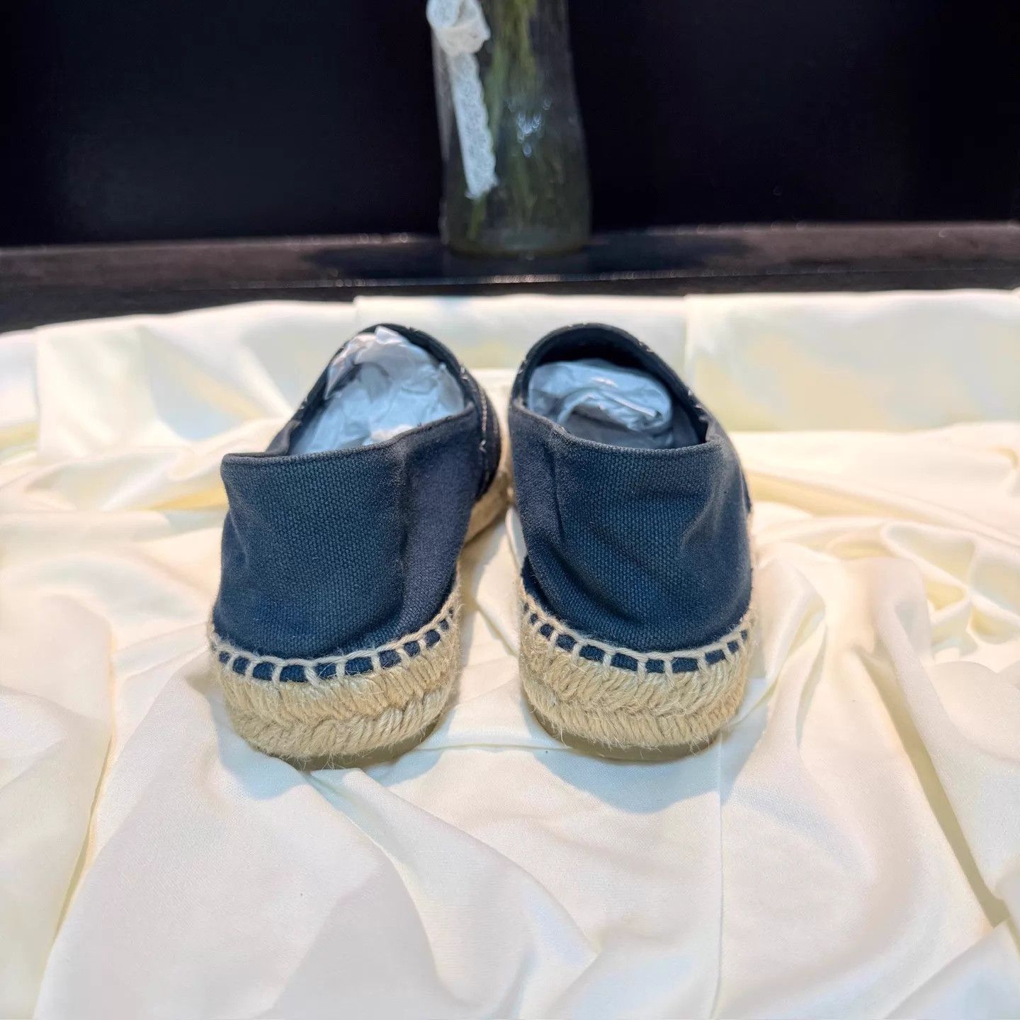 Chanel CHANEL Blue Quilted CC Embroidered Boat Shoes 37 95NEW Size US 6.5 / IT 36.5 - 3 Thumbnail