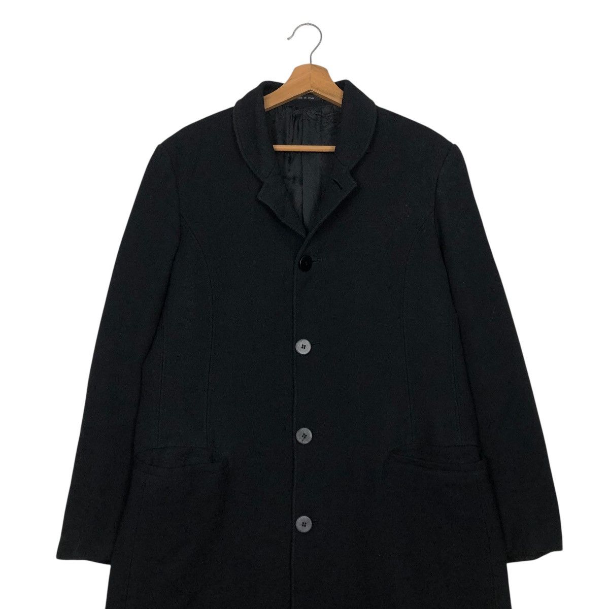 Emporio Armani 🔥RICH BLACK VINTAGE FLY LONG COATS WOOL EMPORIO ARMANI ITALY Size US M / EU 48-50 / 2 - 6 Thumbnail