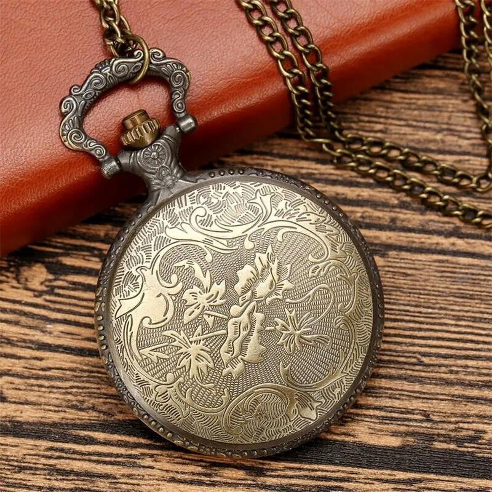 Other Pocket Watch & Chain • Semi Truck • Trucker • Aged Bronze Size ONE SIZE - 6 Thumbnail