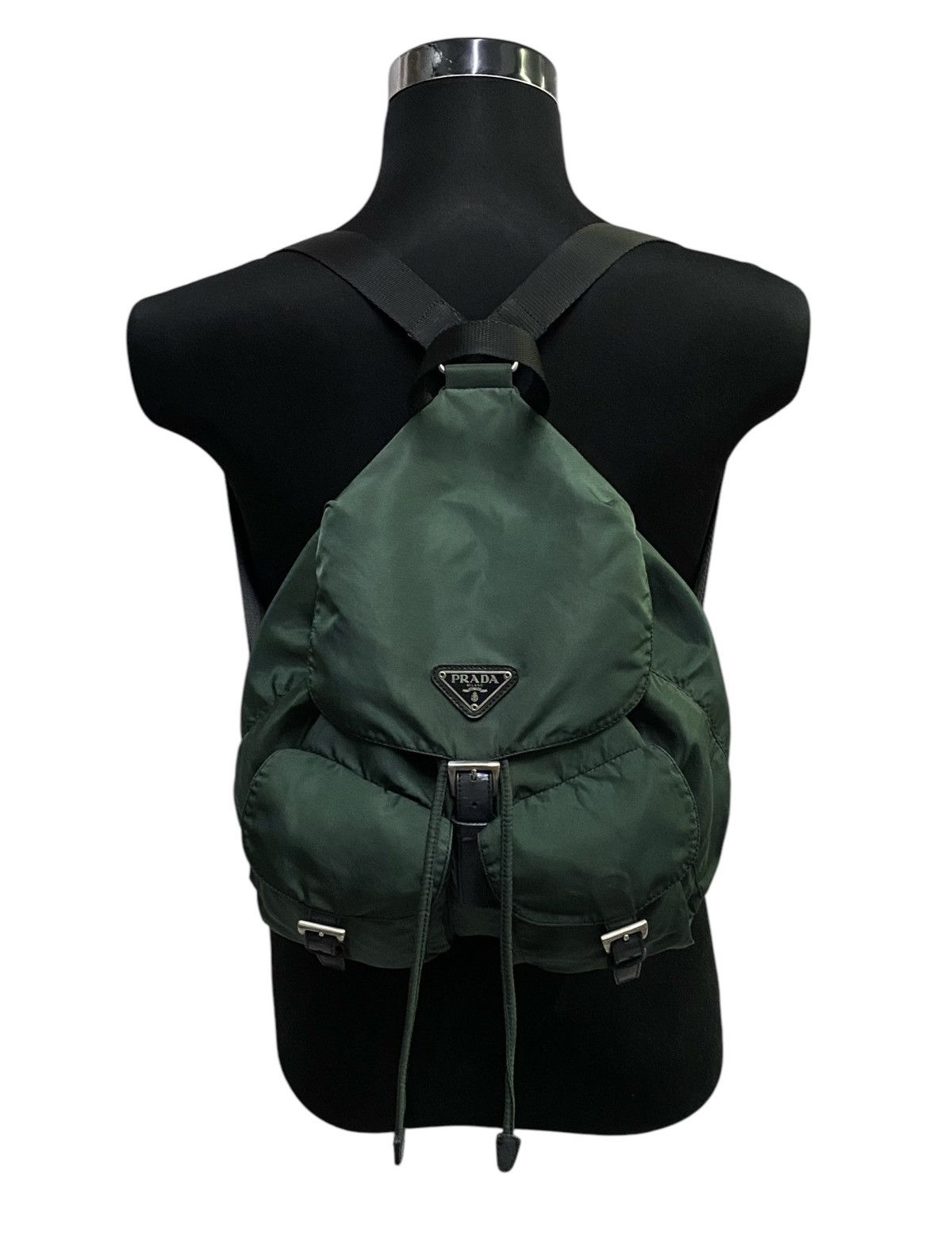 Prada Vintage Prada Tessuto Green Nylon Mini Backpack Size ONE SIZE - 3 Thumbnail