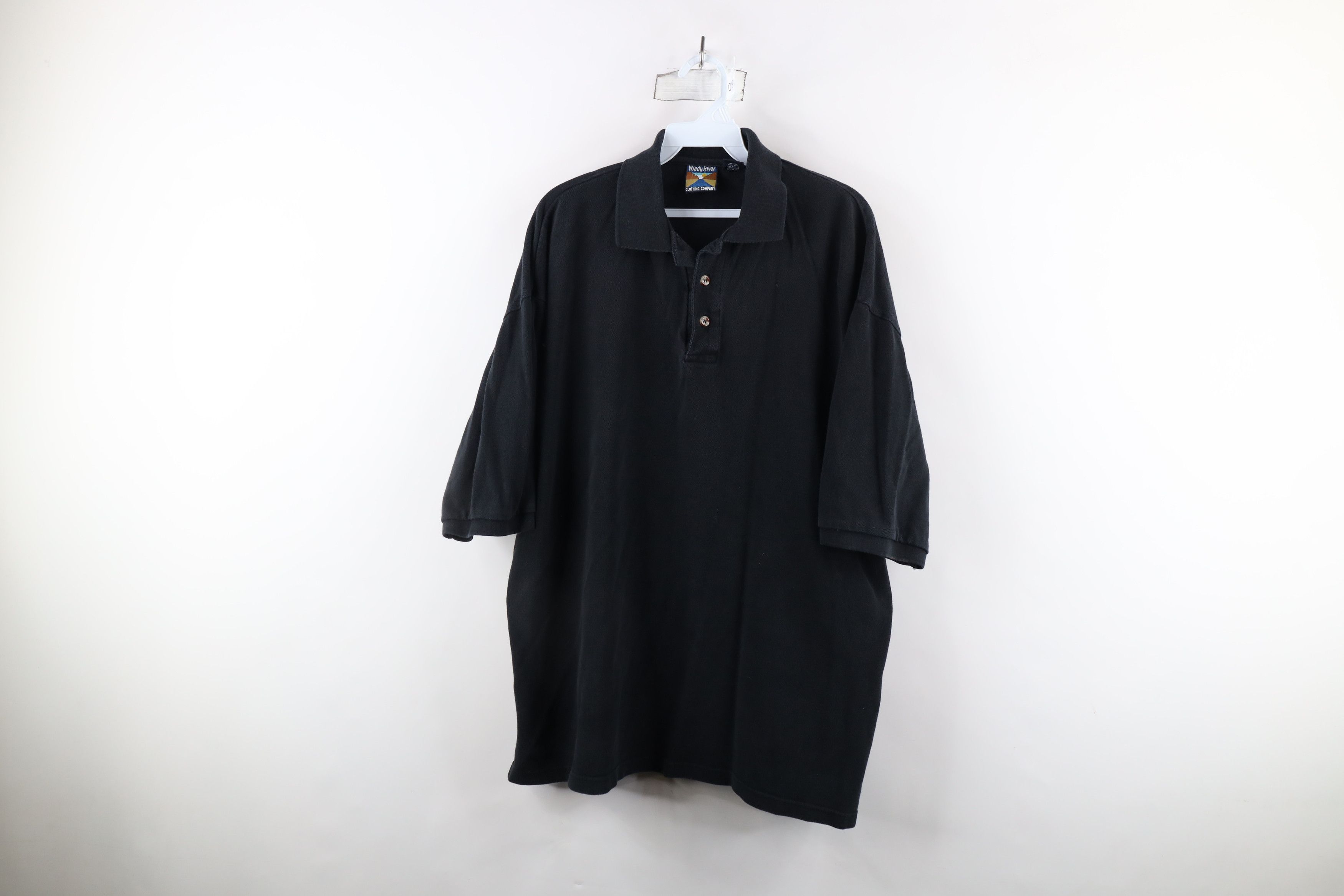 Vintage Vintage 90s Streetwear Heavyweight Collared Polo Shirt Black Size US XL / EU 56 / 4 - 1 Thumbnail