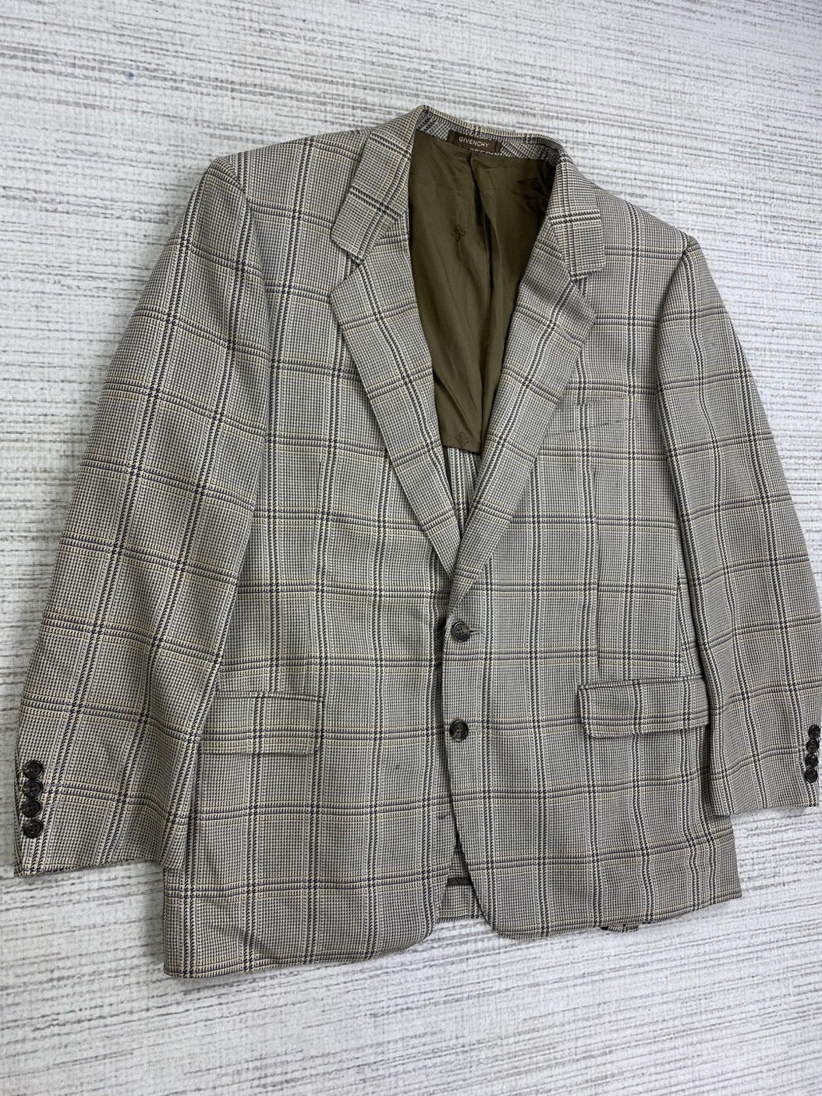 Givenchy × Vintage Vintage GIVENCH Grey Plaid Luxury Suit Blazer Size US M / EU 48-50 / 2 - 3 Thumbnail