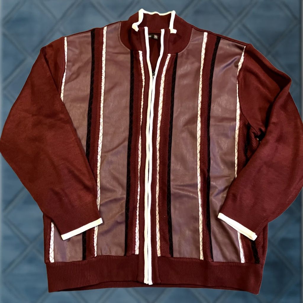 Coogi VINTAGE Bagazio Sweater Cardigan Maroon Full Zip Up COOGI STYLE Men's XXL Size US XXL / EU 58 / 5 - 1 Thumbnail