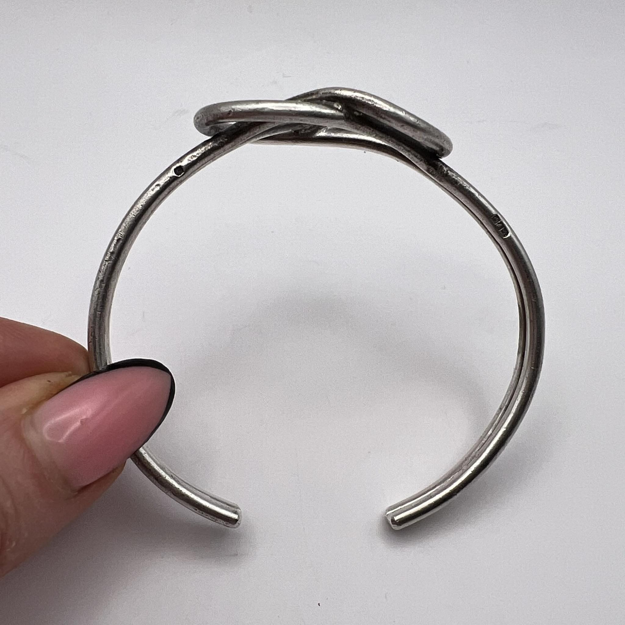 Vintage Antique Silver 800 Cuff Bangle Bracelet Infinity 26.7gr Size ONE SIZE - 3 Thumbnail
