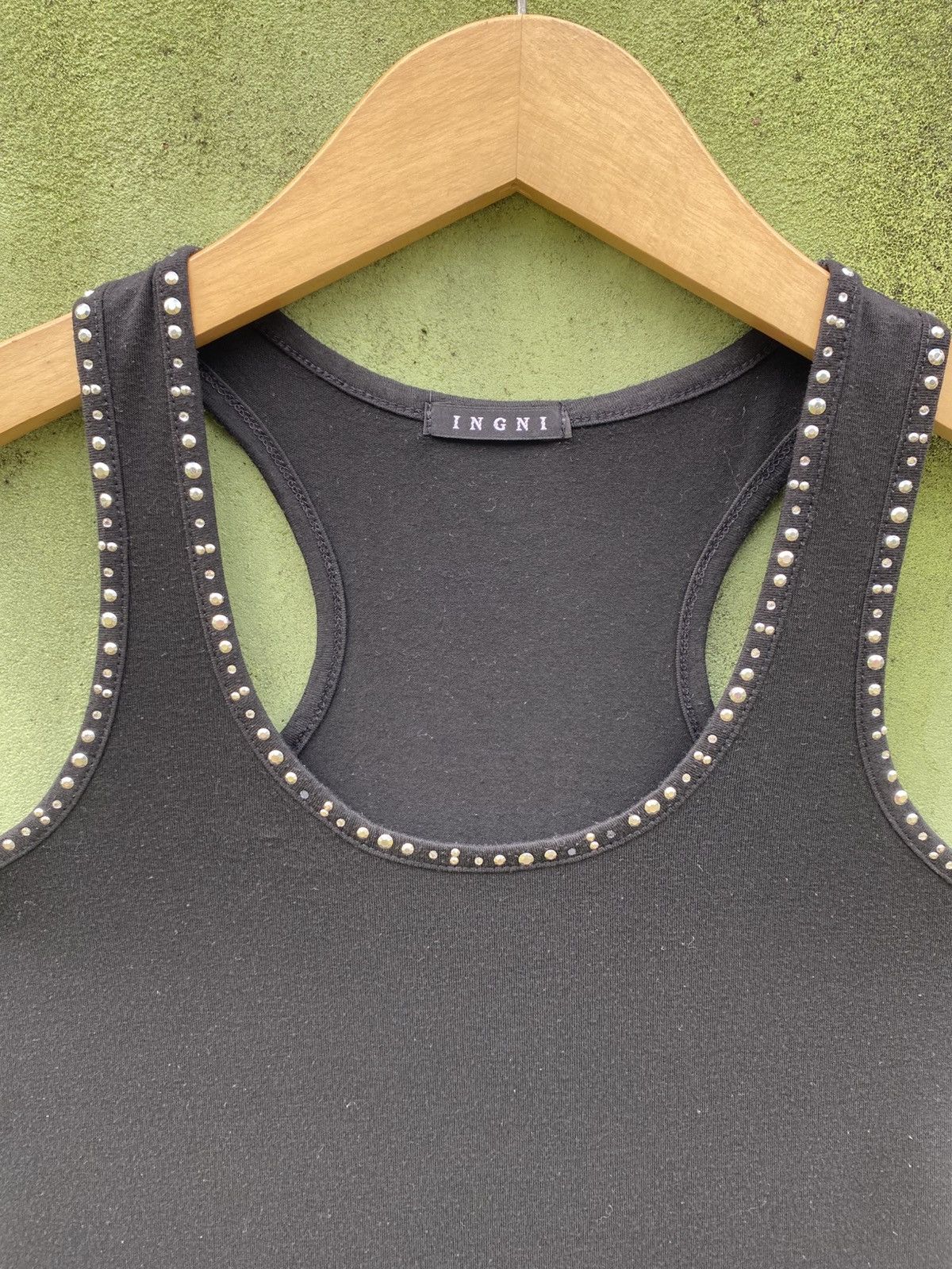 Japanese Brand INGNI Studded Ribbed Tank Top Black Japanese Punk Style Size M / US 6-8 / IT 42-44 - 2 Thumbnail