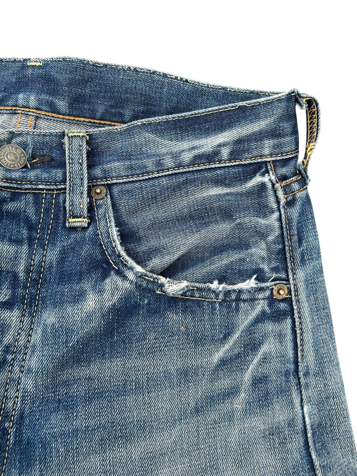 Kapital VINTAGE LEVIS BIG E SELVEDGE THRASHED DENIM JEANS Size US 29 - 7 Thumbnail