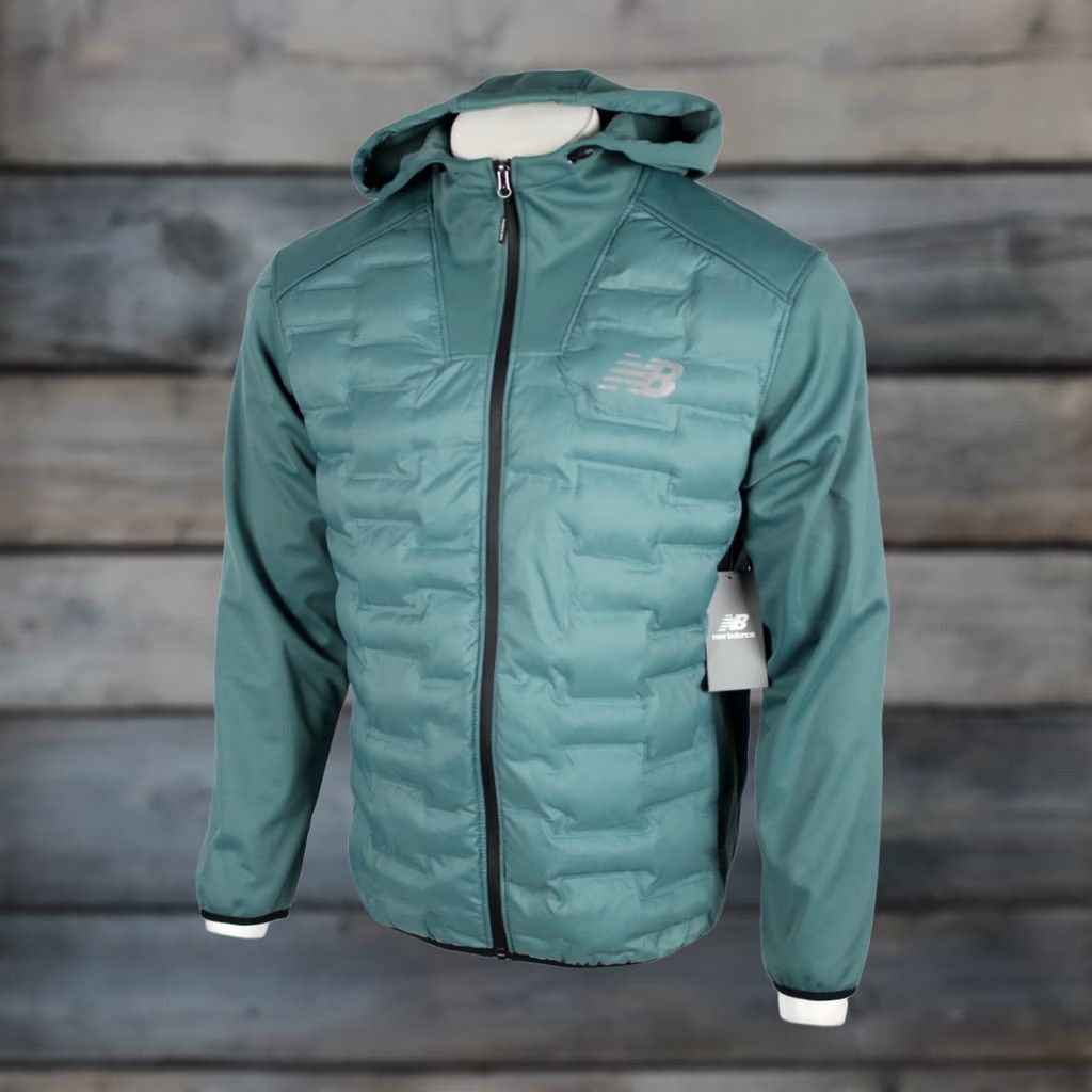 New Balance New Balance Men's Full Zip Softshell Hybrid Jacket Hooded M Medium Dark Teal Size US M / EU 48-50 / 2 - 1 Thumbnail