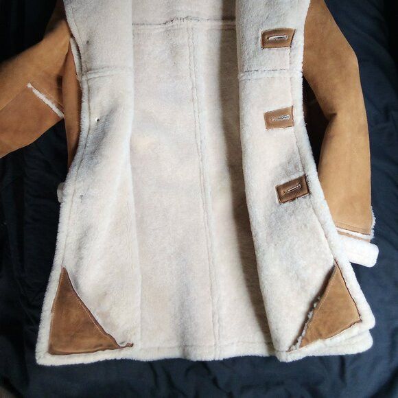 Other Vintage 70s Sheepskin Leather Shearling Pea Coat Jacket Size S / US 4 / IT 40 - 8 Thumbnail