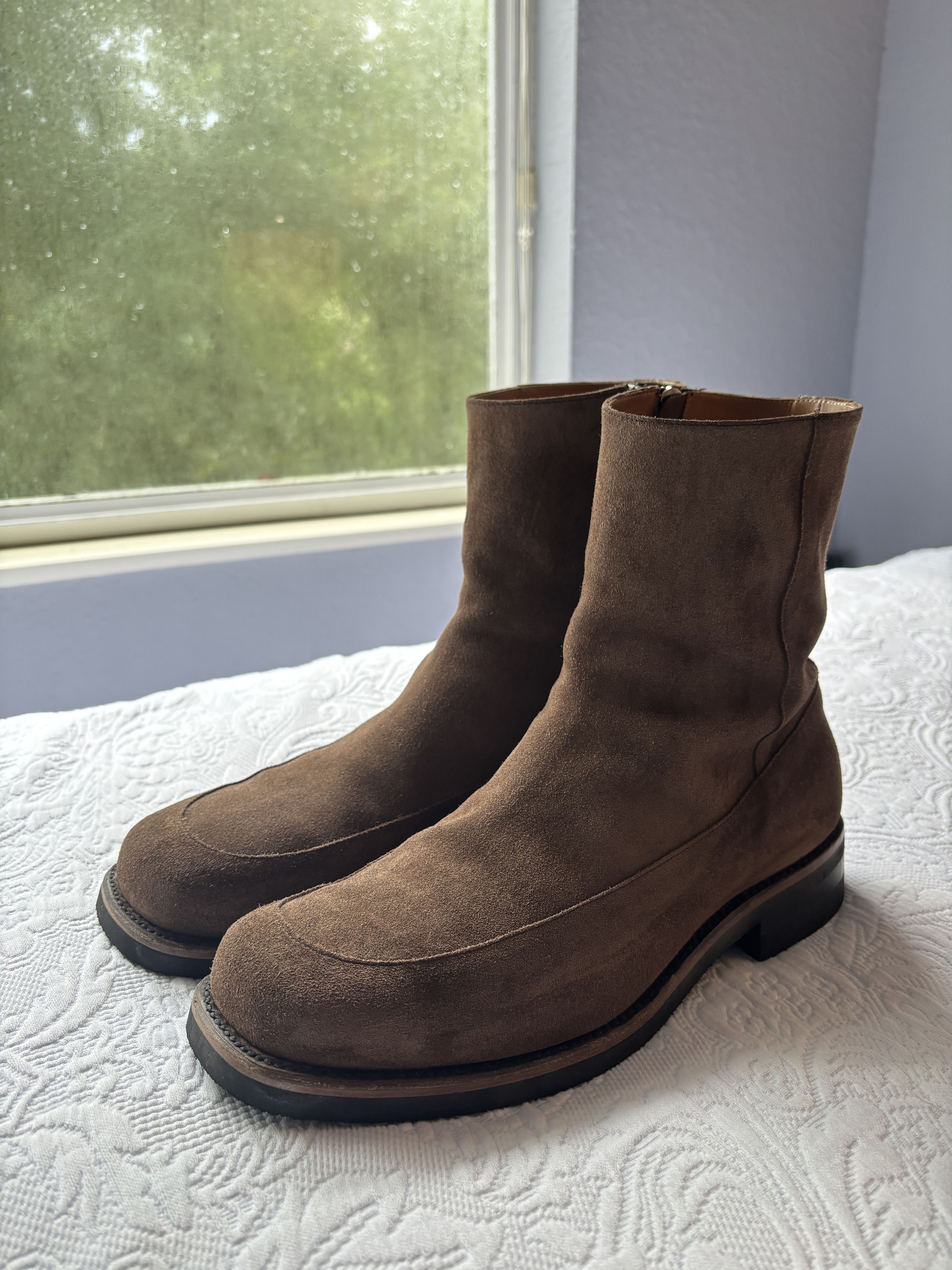 3sixteen 3sixteen Square Toe Side Zip Boots Mushroom Brown Suede 