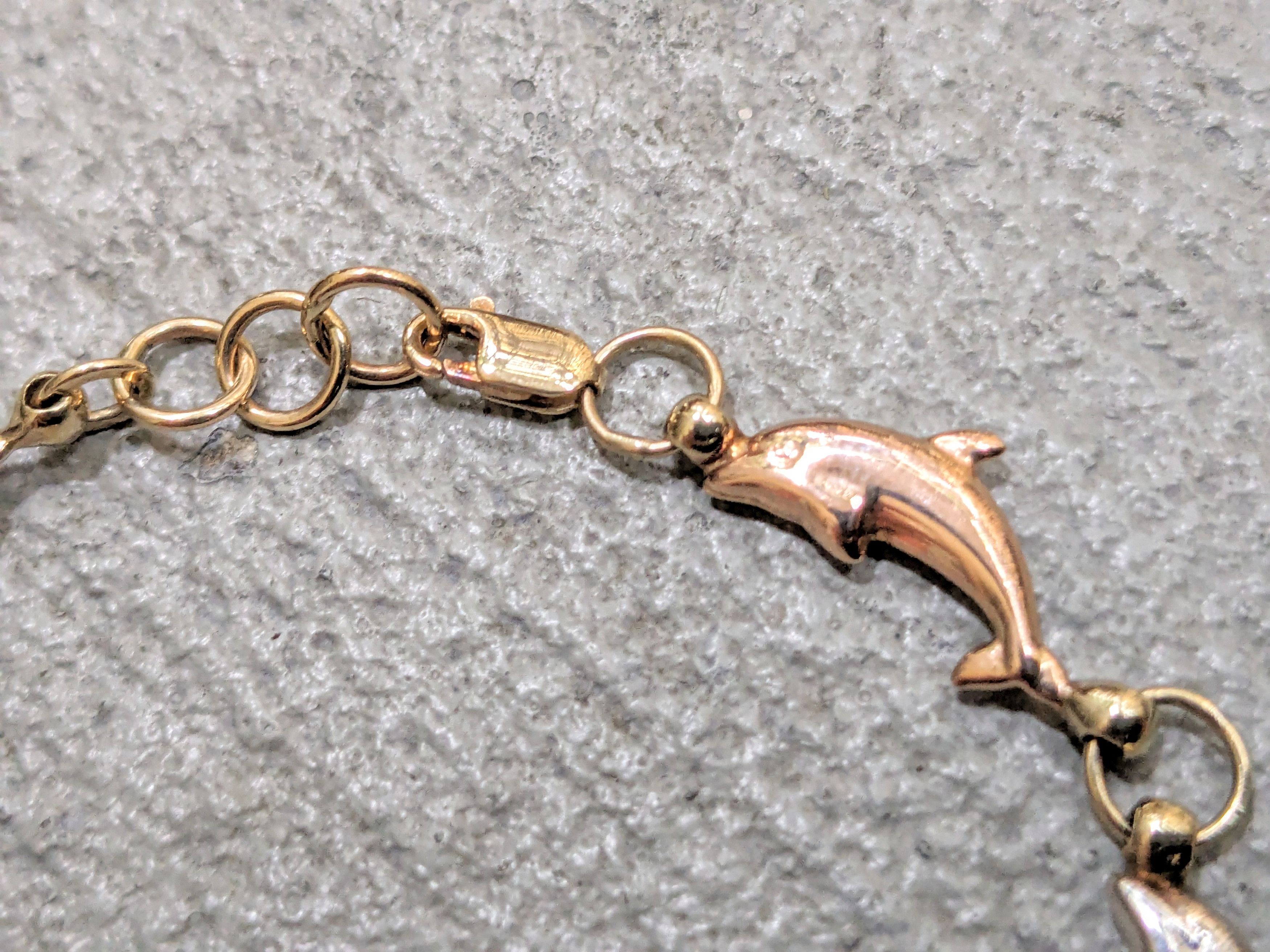 Jewelry Vintage 10K Gold Dolphin Bracelet 7.5" Link Chain Y2K Size ONE SIZE - 7 Thumbnail