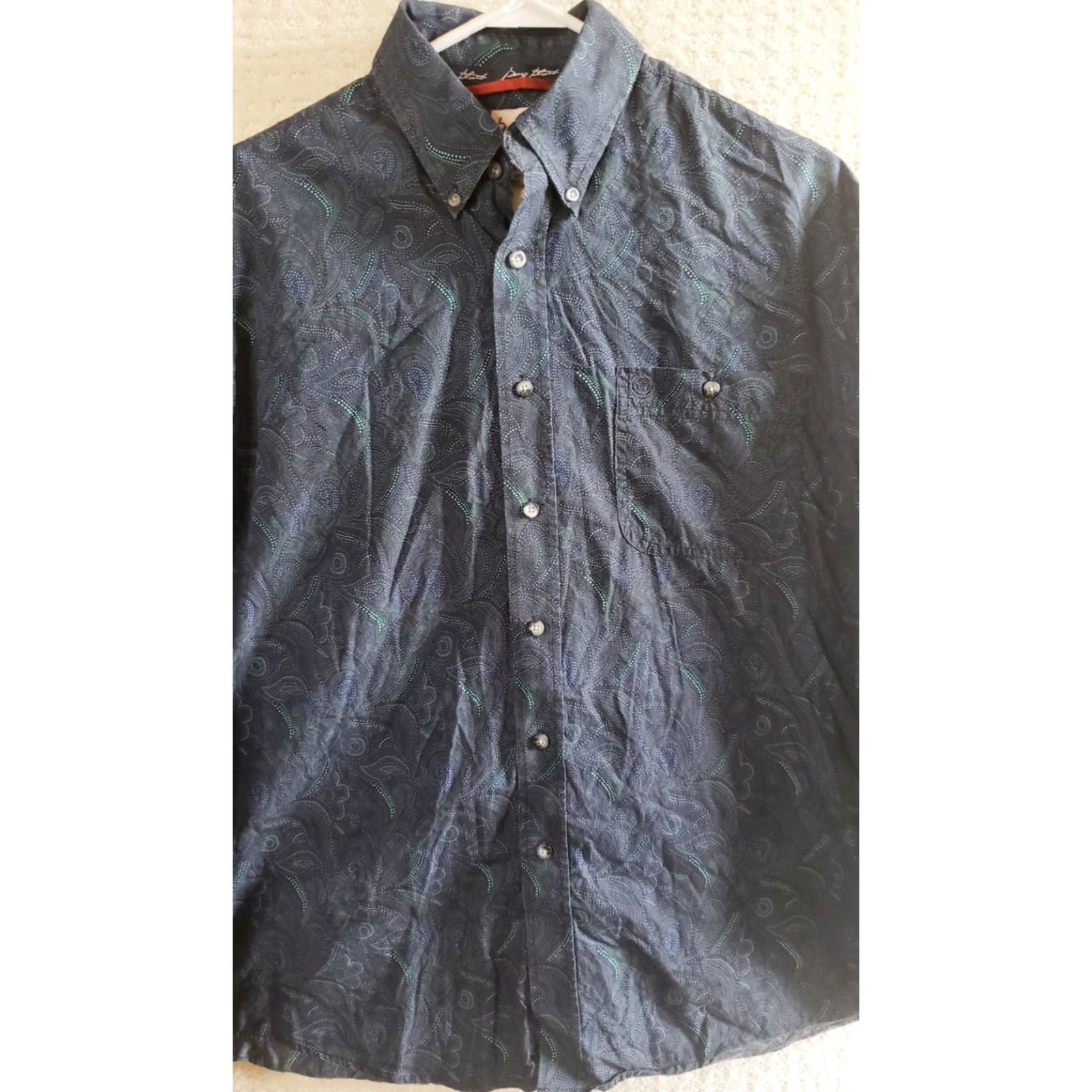 Wrangler Wrangler George Strait Shirt Men Large Blue Paisley Cowboy Cut Button-Up Long Sleeve Cowboy/Navy Blue Size US L / EU 52-54 / 3 - 2 Thumbnail
