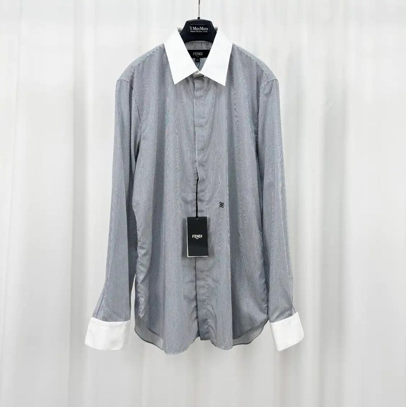 Fendi Fendi Striped Long Sleeve Cotton Shirt 0089 Size US L / EU 52-54 / 3 - 1 Thumbnail