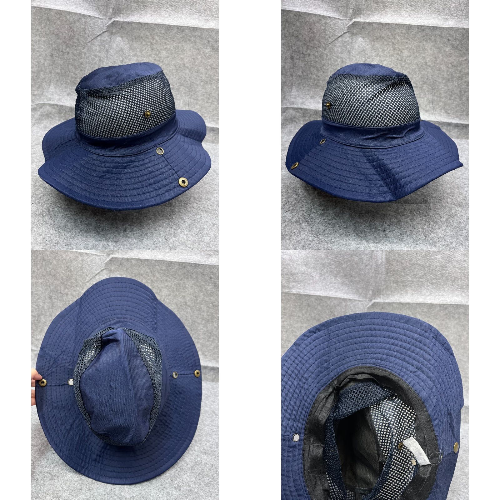 Vintage Sun Hat Adult One Size Blue Cotton Polyester Beach Camp Outdoors Size ONE SIZE - 8 Thumbnail
