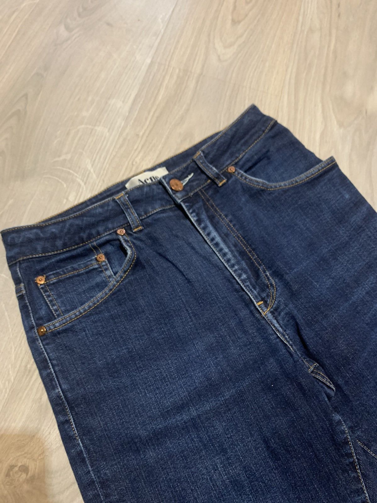Acne Studios × Jean Acne Needle Soft Raw Jeans Pants Denim Faded Dark Wash 31/34 Size 31" - 5 Thumbnail
