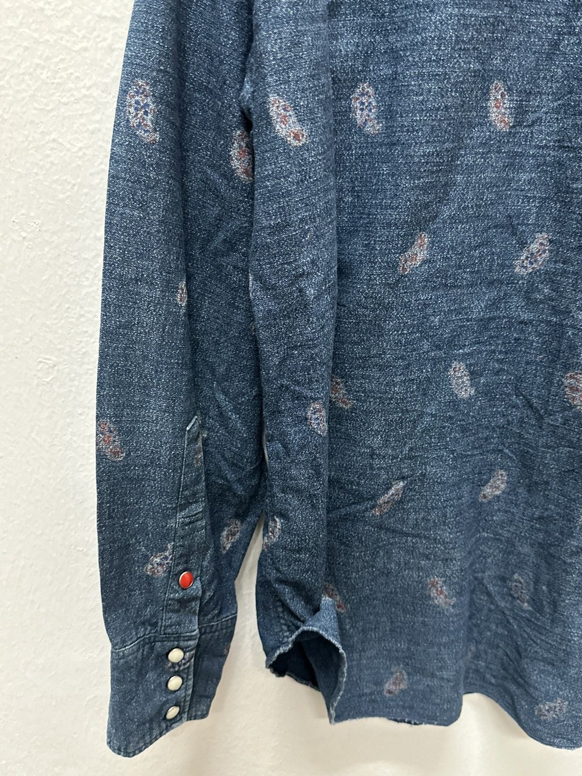 45rpm 45R/45RPM☆Indigo Dyed Paisley L/S Western Snap Button Size US M / EU 48-50 / 2 - 15 Thumbnail
