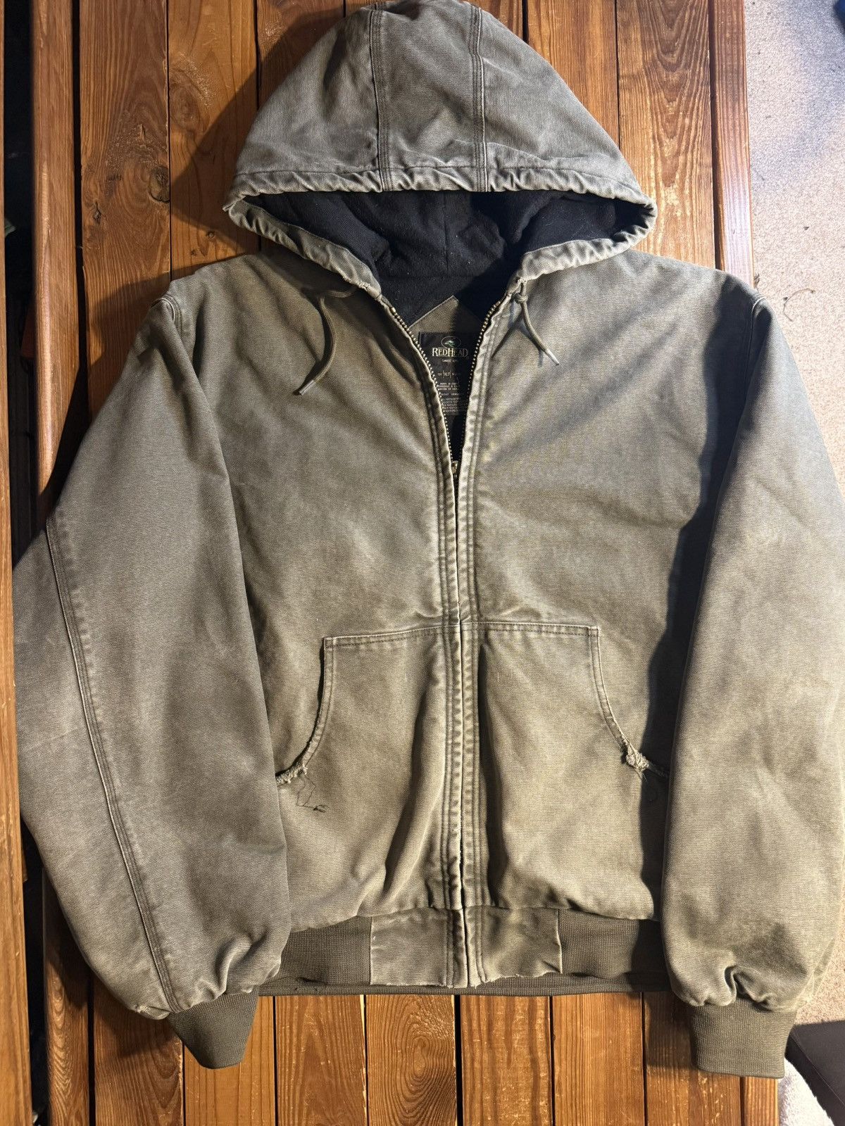 Carhartt Vintage 90s Red Head Carhartt Style Faded Green Work Jacket Size US XL / EU 56 / 4 - 1 Thumbnail