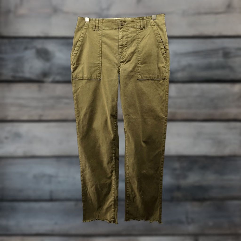 Anthropologie Anthropologie Pilcro Wanderer Trouser Pants Womens 28 Mid Rise Olive Green Twill Cotton Lyocell Spandex Ankle Straight Pockets Bohemian Size 28" / US 6 / IT 42 - 1 Thumbnail