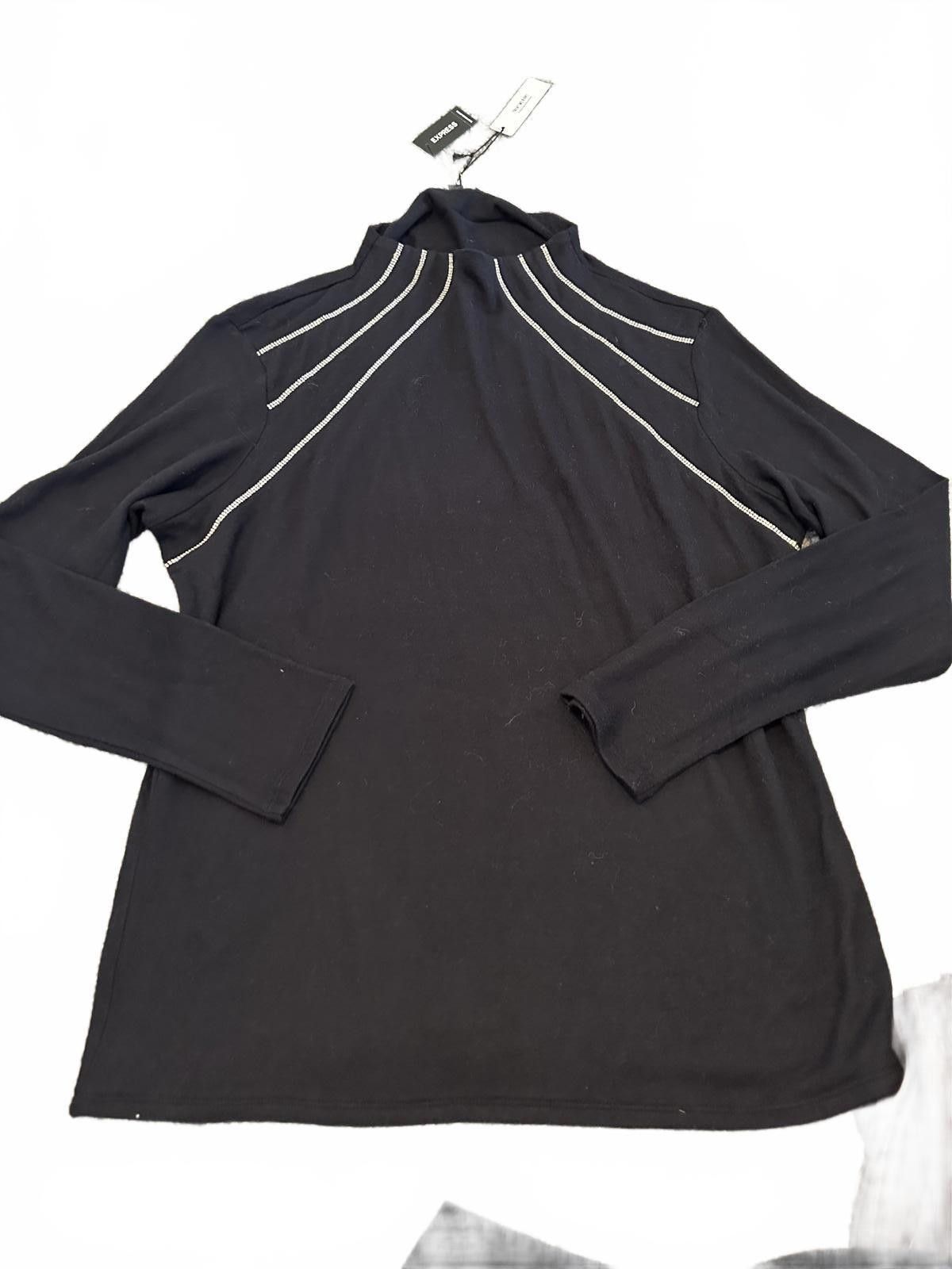 Express Express Black Turtleneck with Crystal Stripes - Size XL Size XL / US 12-14 / IT 48-50 - 1 Thumbnail