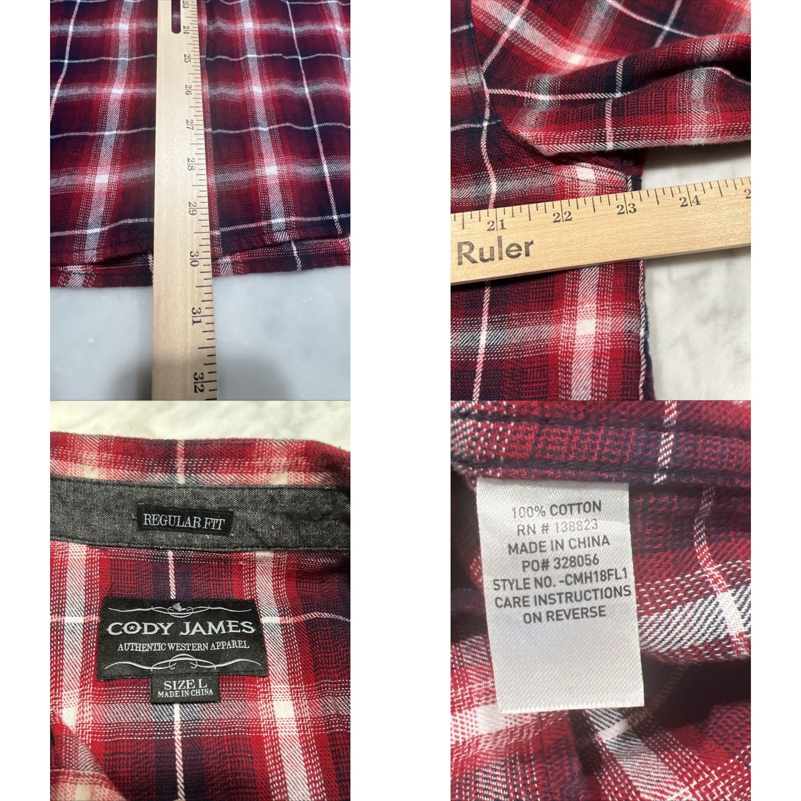 Cody James Cody James Pearl Snap Flannel Shirt Men Large Western Plaid Pockets Regular Fit Size US L / EU 52-54 / 3 - 9 Thumbnail