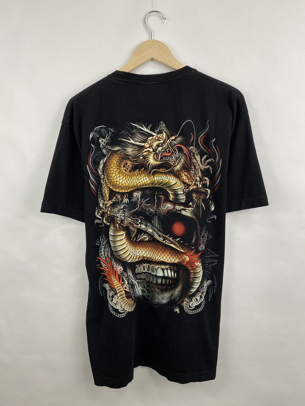 4GSELLER 💀 Vintage Y2K Skull Death Dragon Japan Style T-Shirt Rare Size US XL / EU 56 / 4 - 8 Thumbnail