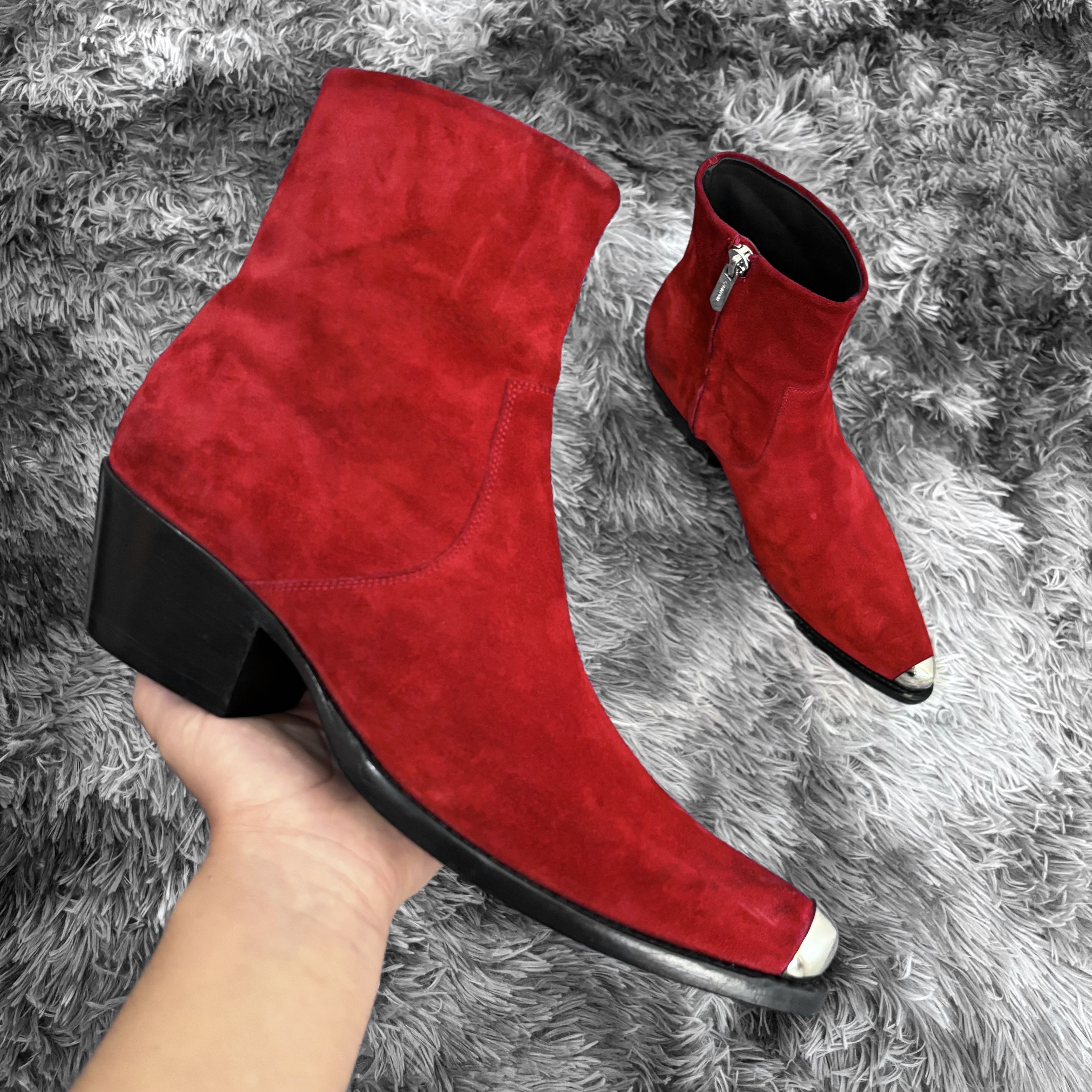 Calvin klein red boots fashion