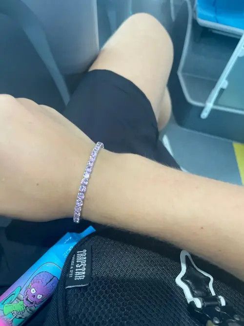 Sterling Silver Tamaki x Yuki 4mm Tennis Chain Sterling Silver Pink Bracelet Size ONE SIZE - 3 Thumbnail