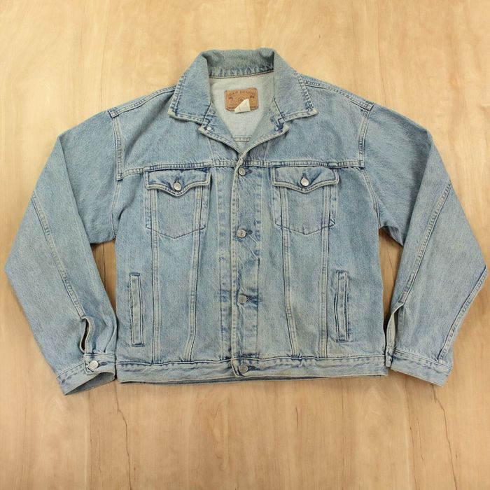 Gap THE GAP denim trucker jacket LARGE vtg 90s 00s faded