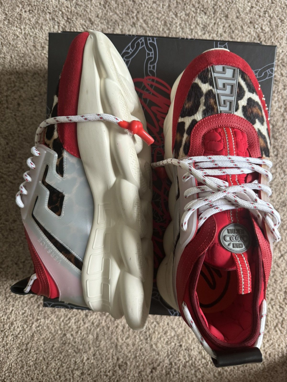 Versace Versace Chain Reaction ‘Red Leopard Print’ Size US 10 / EU 43 - 3 Thumbnail