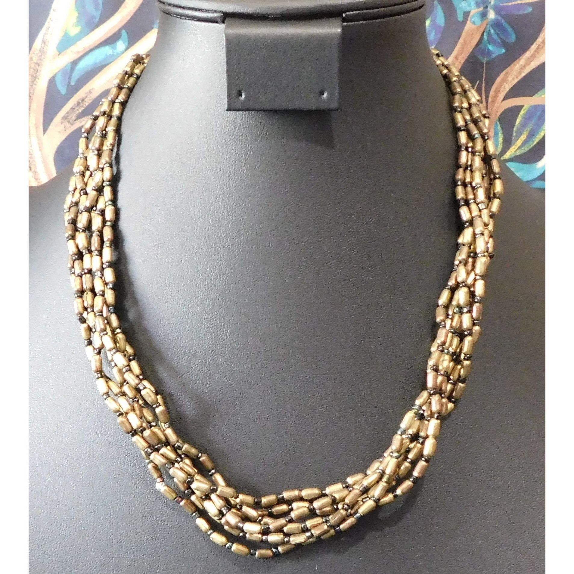 Other Casual Black And Gold Tone Glass Beaded Layered Necklace Size ONE SIZE - 3 Thumbnail