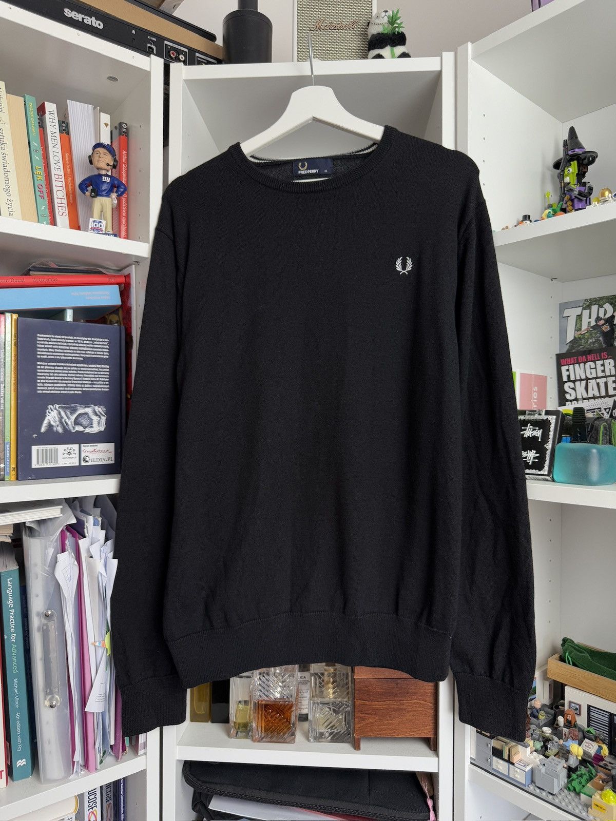 Designer × Fred Perry × Vintage Vintage Fred Perry merino wool black sweater M old money rare Size US L / EU 52-54 / 3 - 1 Thumbnail