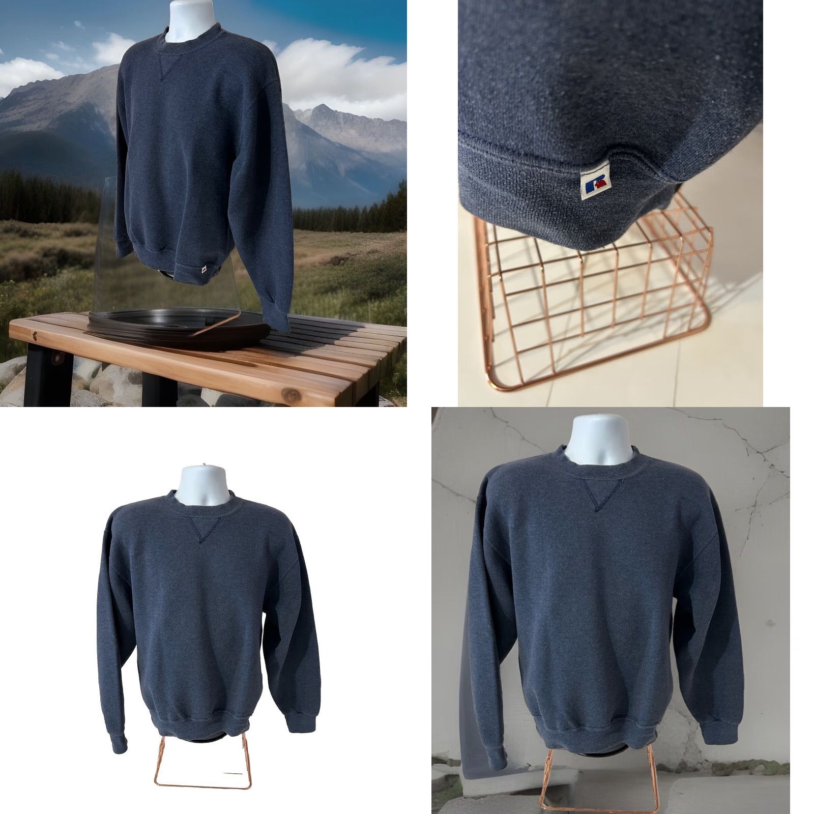 Russell Athletic VINTAGE Russell Athletic Sweatshirt Fleece Pullover Men M Dark Blue Y2K Logo Crew Neck Long Sleeve Size US M / EU 48-50 / 2 - 8 Thumbnail