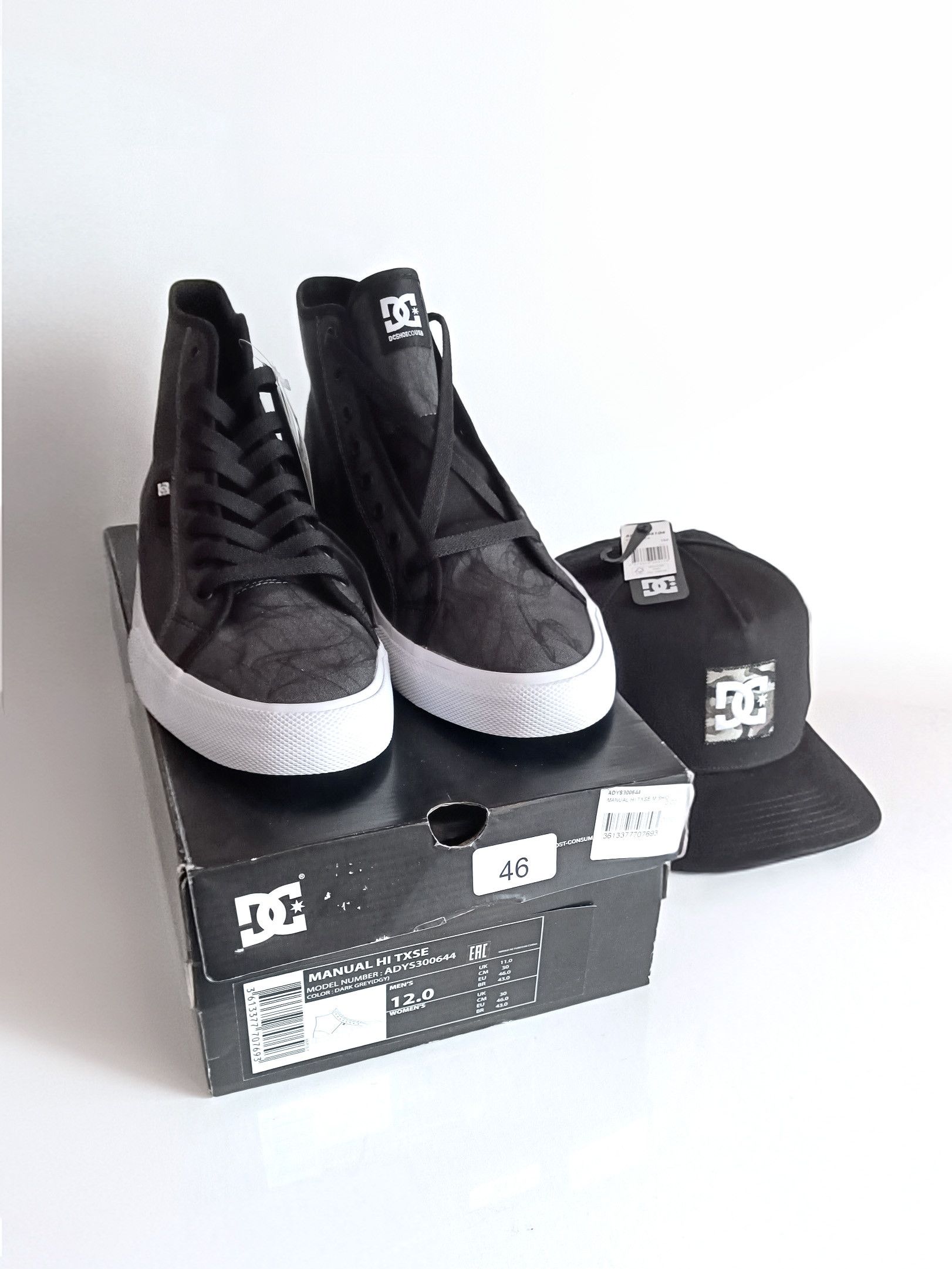 DC DC Shoes — Manual Hi Txse 'Dark Grey' w. DC Cap Size US 12 / EU 45 - 1 Thumbnail