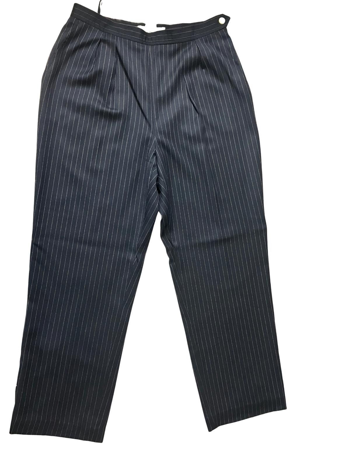 Jones New York Classic Black Pinstripe Dress Pants Jones New York Size 12P Size 38R - 3 Thumbnail