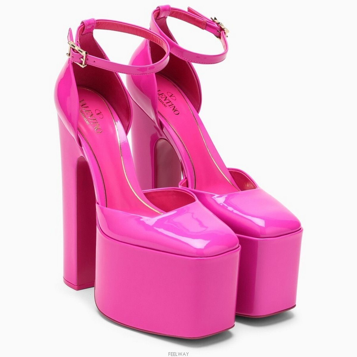 Valentino VALENTINO Discobox pink patent leather platform pumps 7 37 Size US 7 / IT 37 - 1 Thumbnail