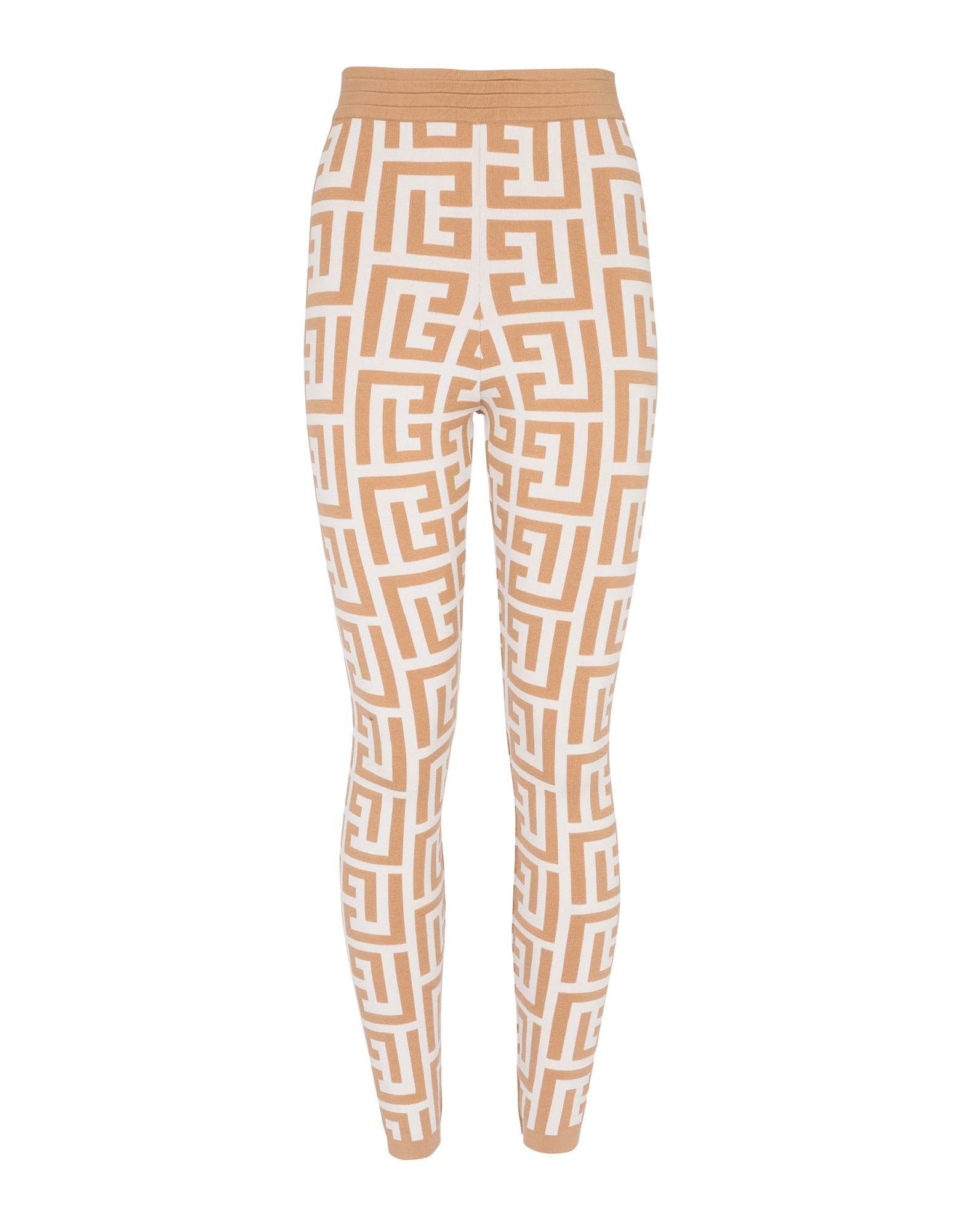 Image of Balmain O1Srvl11E0524 Leggings In White Beige, Women's (Size 34)