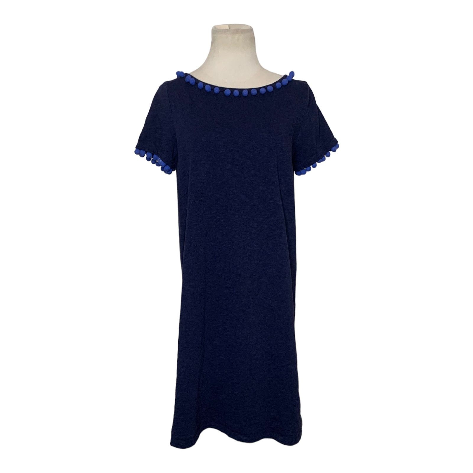 Boden Boden blue short sleeves pom pom mini dress size 8P Size M / US 6-8 / IT 42-44 - 2 Thumbnail
