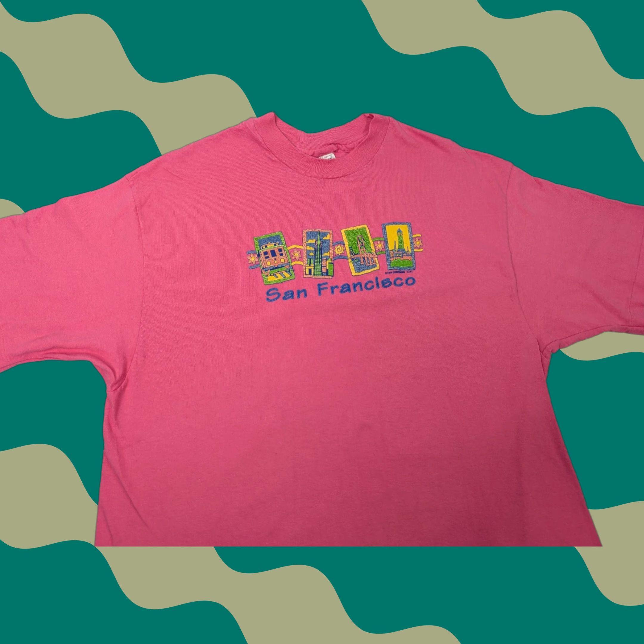 Hanes VINTAGE Hanes Beefy T-Shirt Mens XL Pink Cotton Single Stitch Crew Neck Short Sleeve San Francisco Size US XL / EU 56 / 4 - 1 Thumbnail