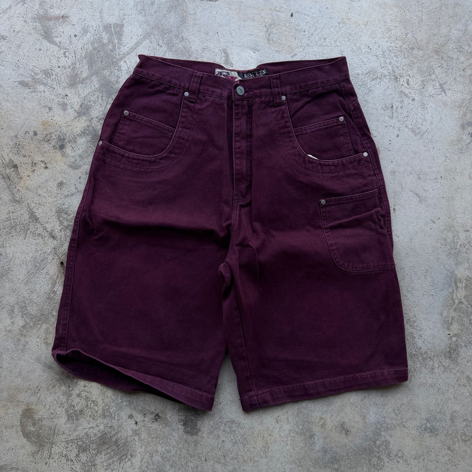 Vintage Results Jeans Plum Carpenter Shorts Size 36 Y2K