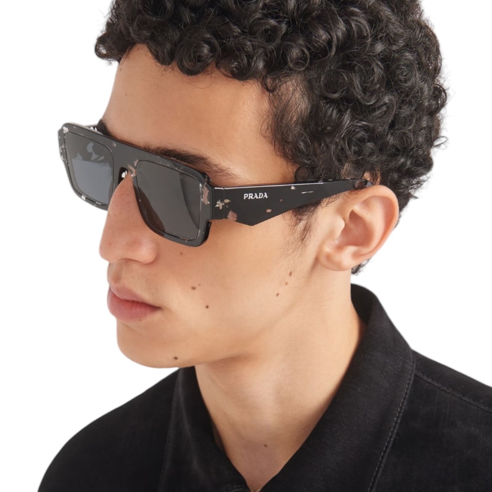 Prada Symbole Square Sunglasses Graphite Lens Crystal Black