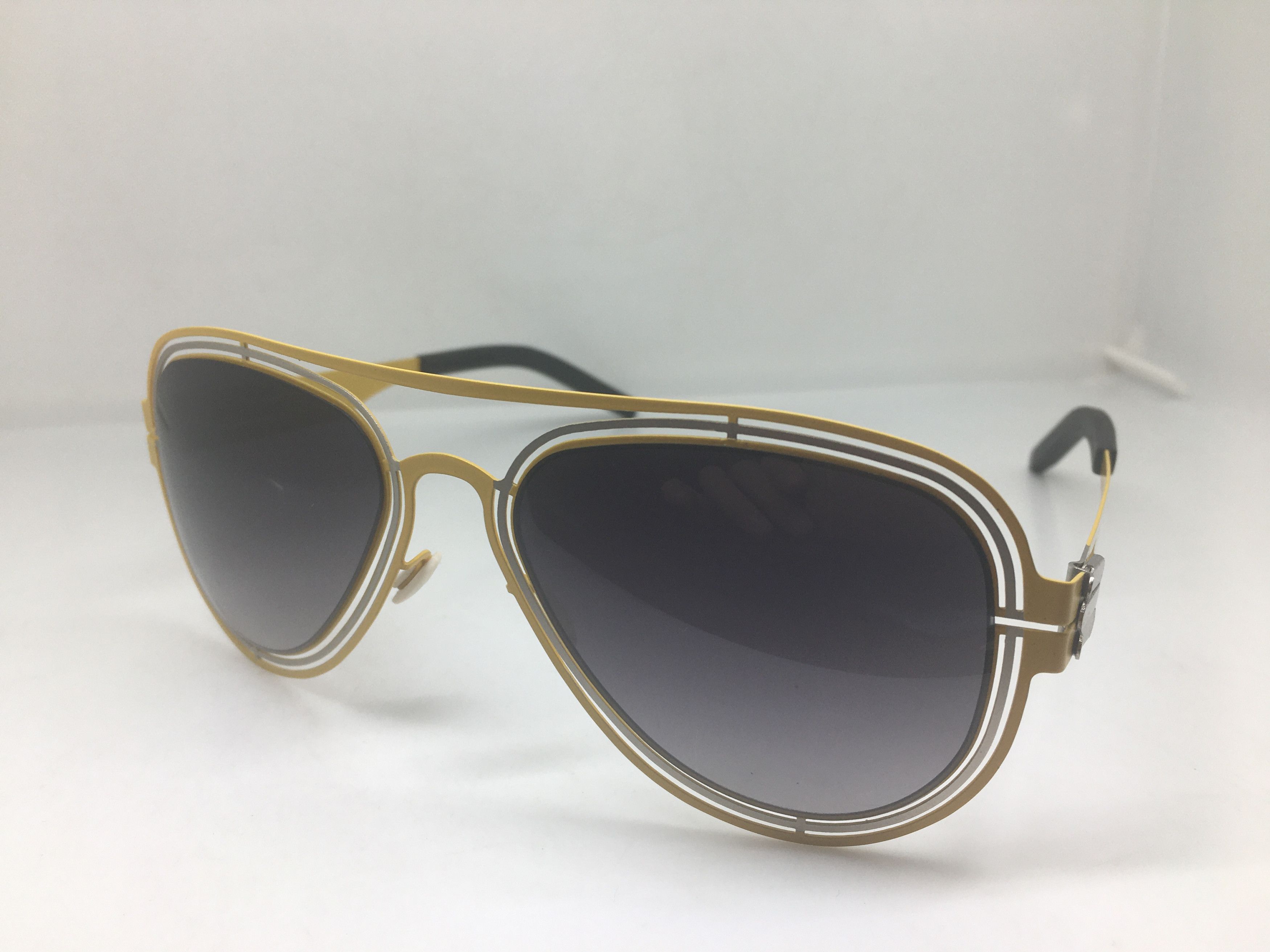 Other Silver Yellow Alloy Aviator Sunglasses Frame Pilot Size ONE SIZE - 3 Thumbnail