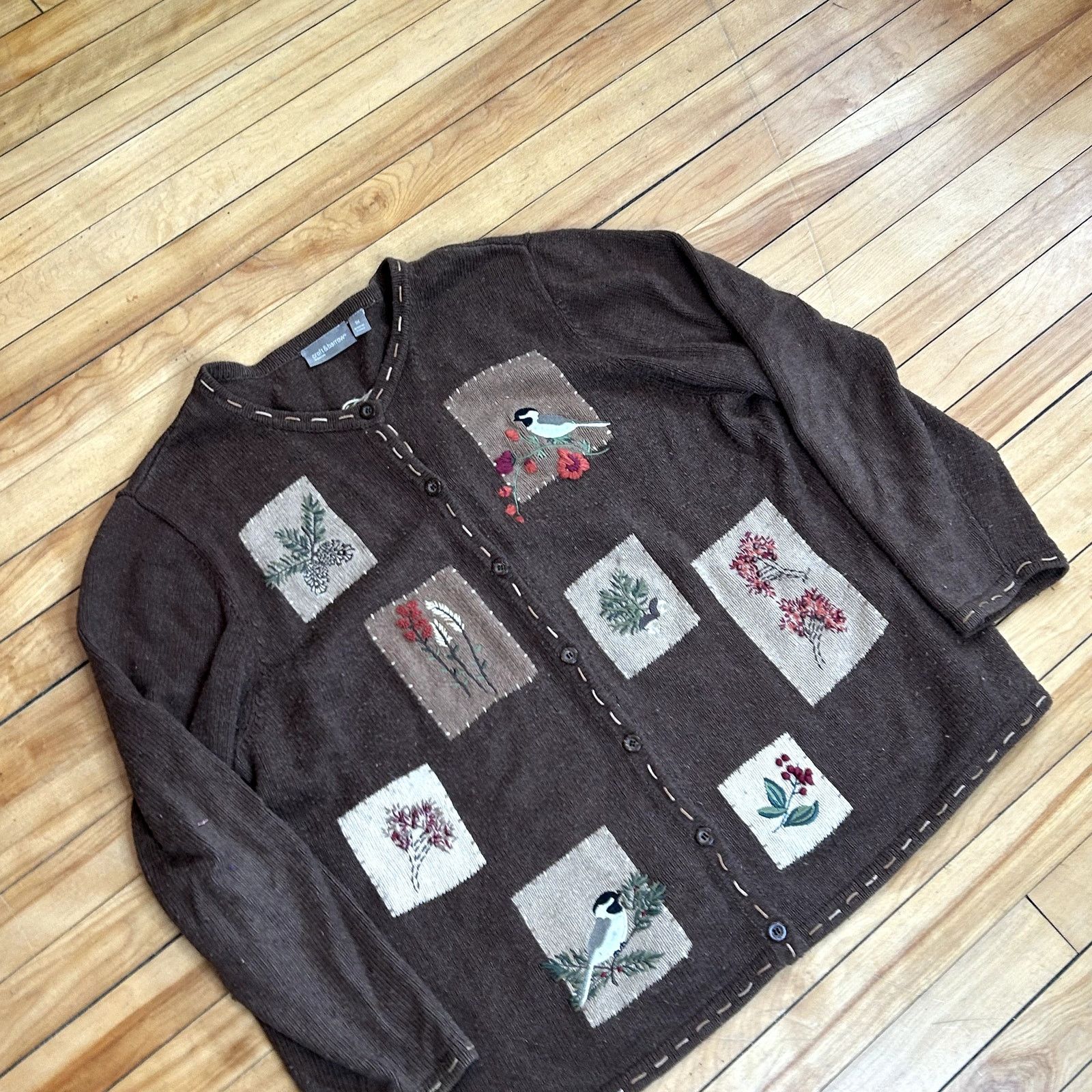 Croft & Barrow Y2K Femme Brown Spring Button Up Sweater 1X Size XL / US 12-14 / IT 48-50 - 2 Thumbnail