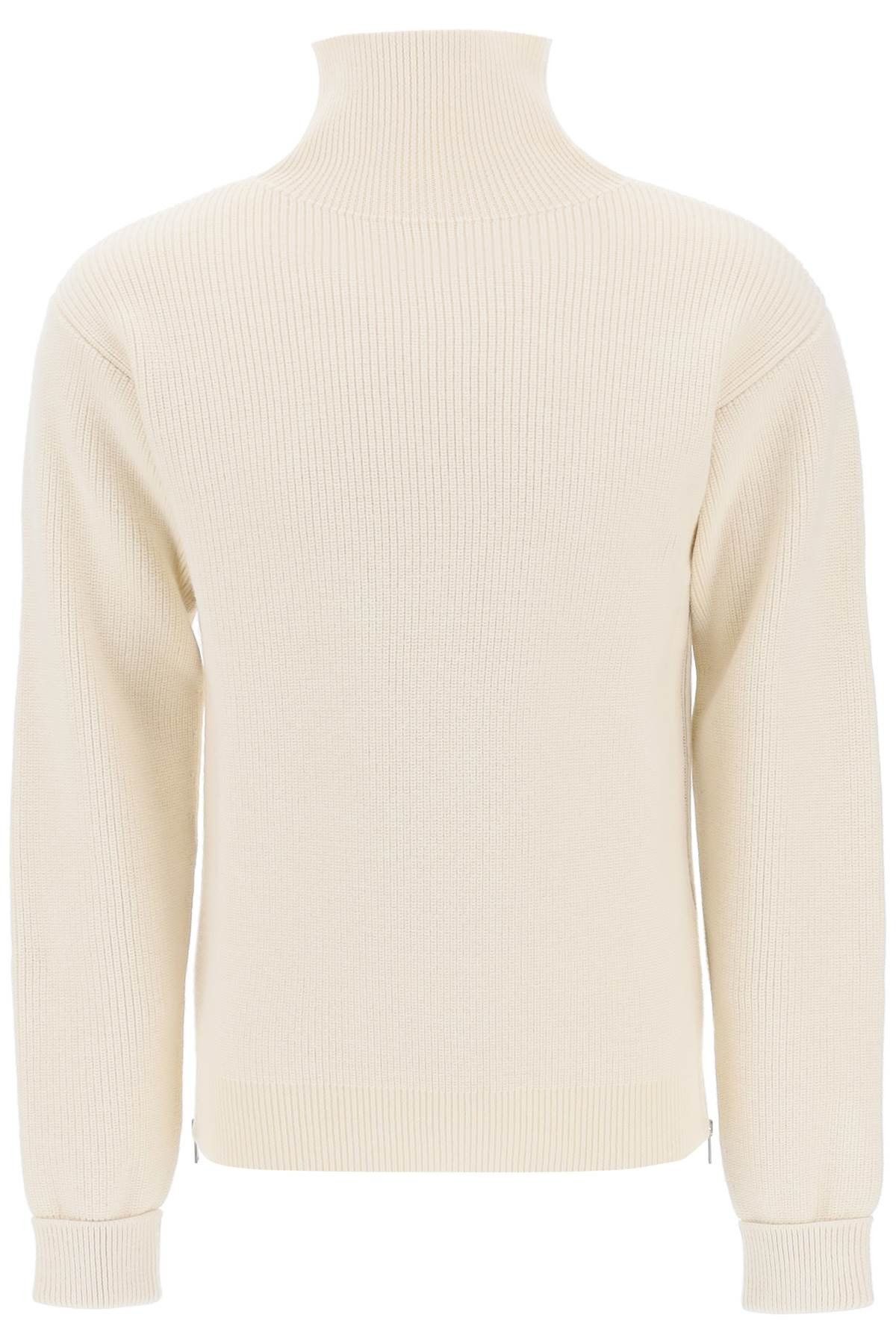 Jil Sander o1y1124 Side Zip High Neck Sweater in Cream Size US M / EU 48-50 / 2 - 1 Thumbnail