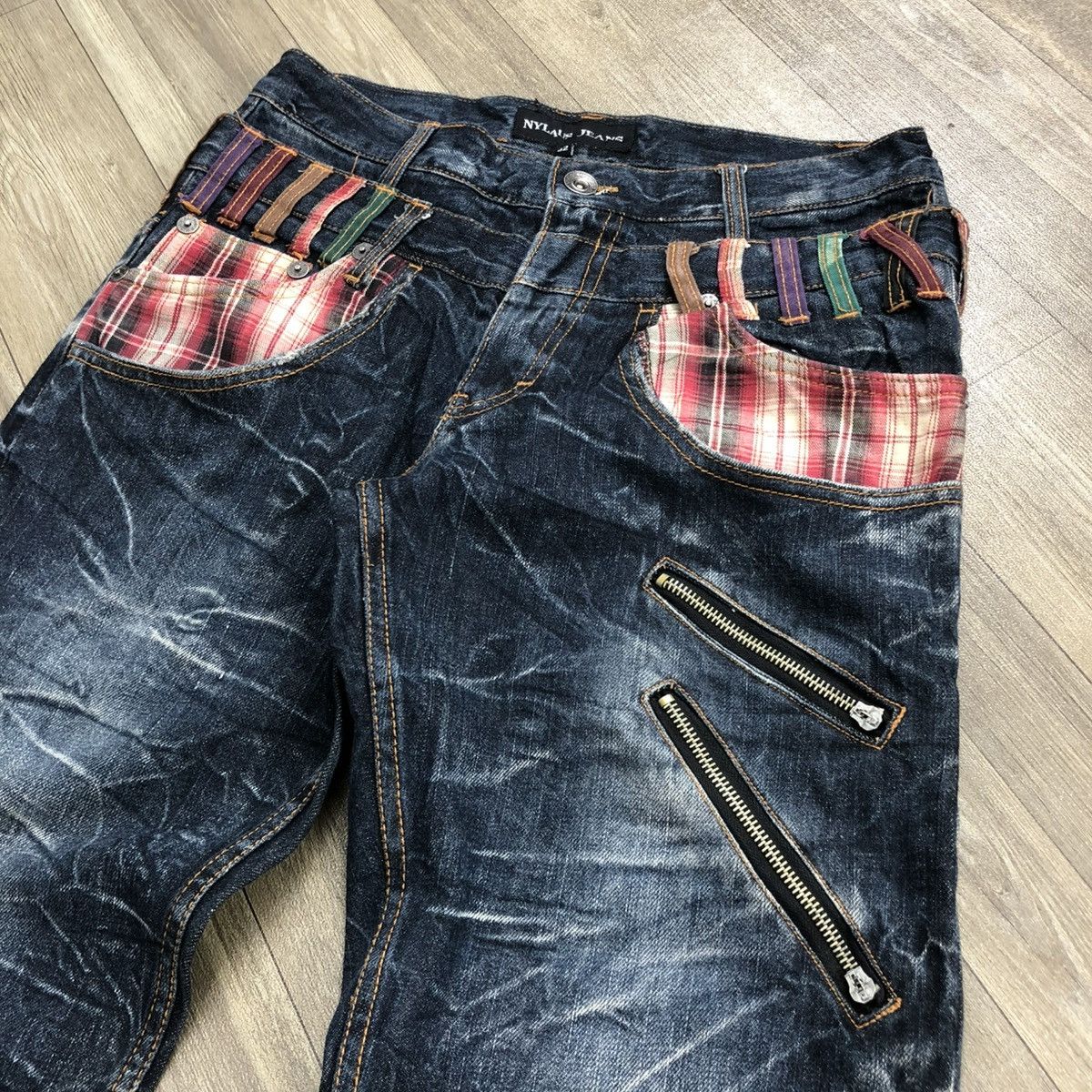 If Six Was Nine 2000s Nylaus Jeans Double Waist Multi Pocket Faded Lgb Style Size US 30 / EU 46 - 7 Thumbnail