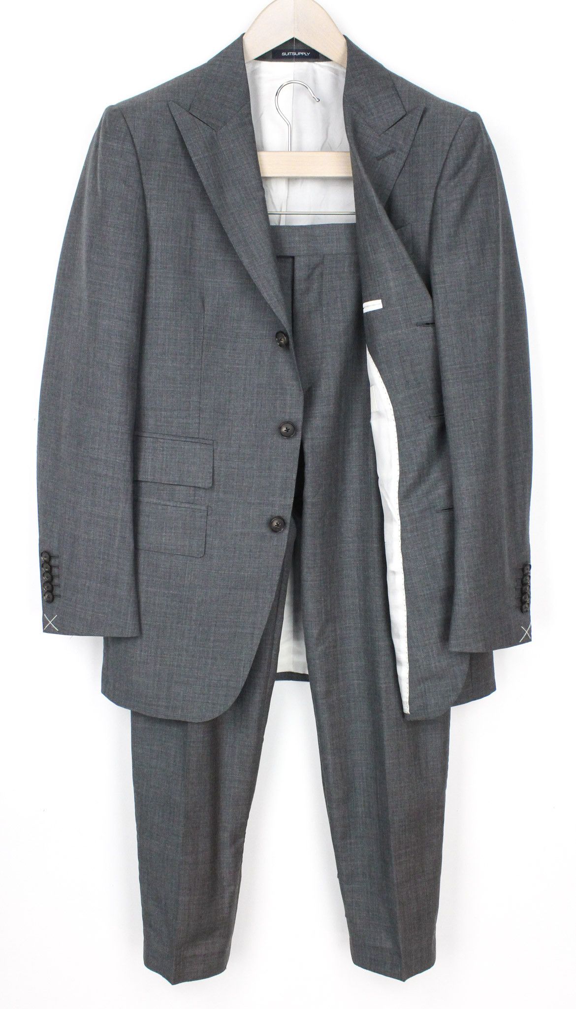 image of Suitsupply Washington Uk36R Grey Extra Slim Wool Mohair Suit 72241, Men's