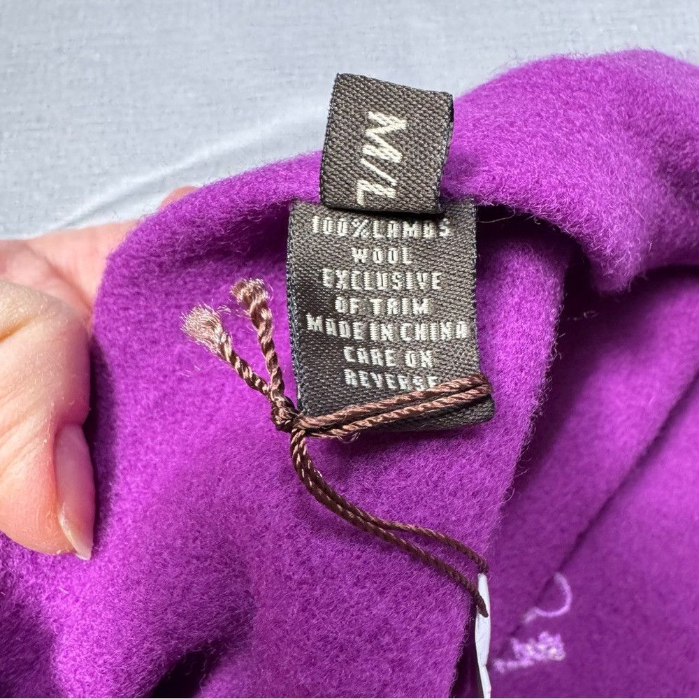 Coach NWT New Coach 100% Lambs Wool Amethyst Purple Beret Size M/ Size ONE SIZE - 5 Thumbnail