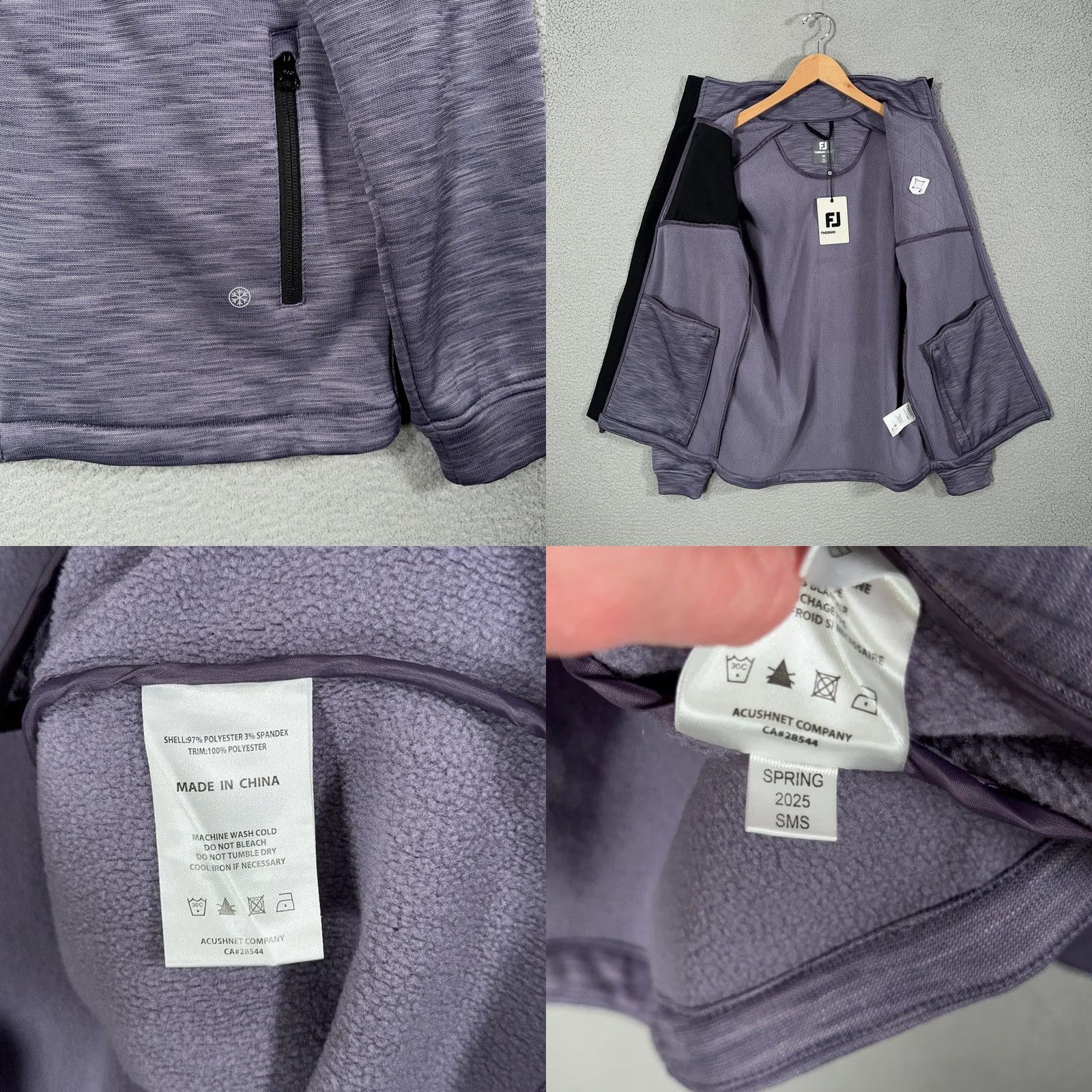 Footjoy FootJoy ThermoSeries Hybrid Midlayer Jacket Mens Medium Purple Full Zip Golf Size US M / EU 48-50 / 2 - 8 Thumbnail