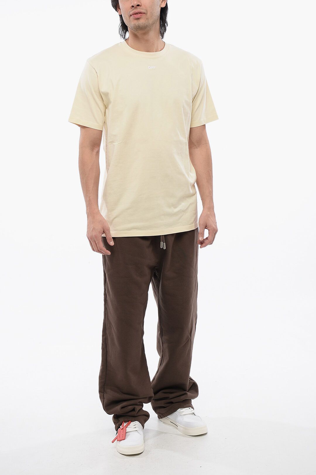 Off-White og1mm1025 Embroidered Arrow T-Shirt in Beige Size US XS / EU 42 / 0 - 4 Thumbnail