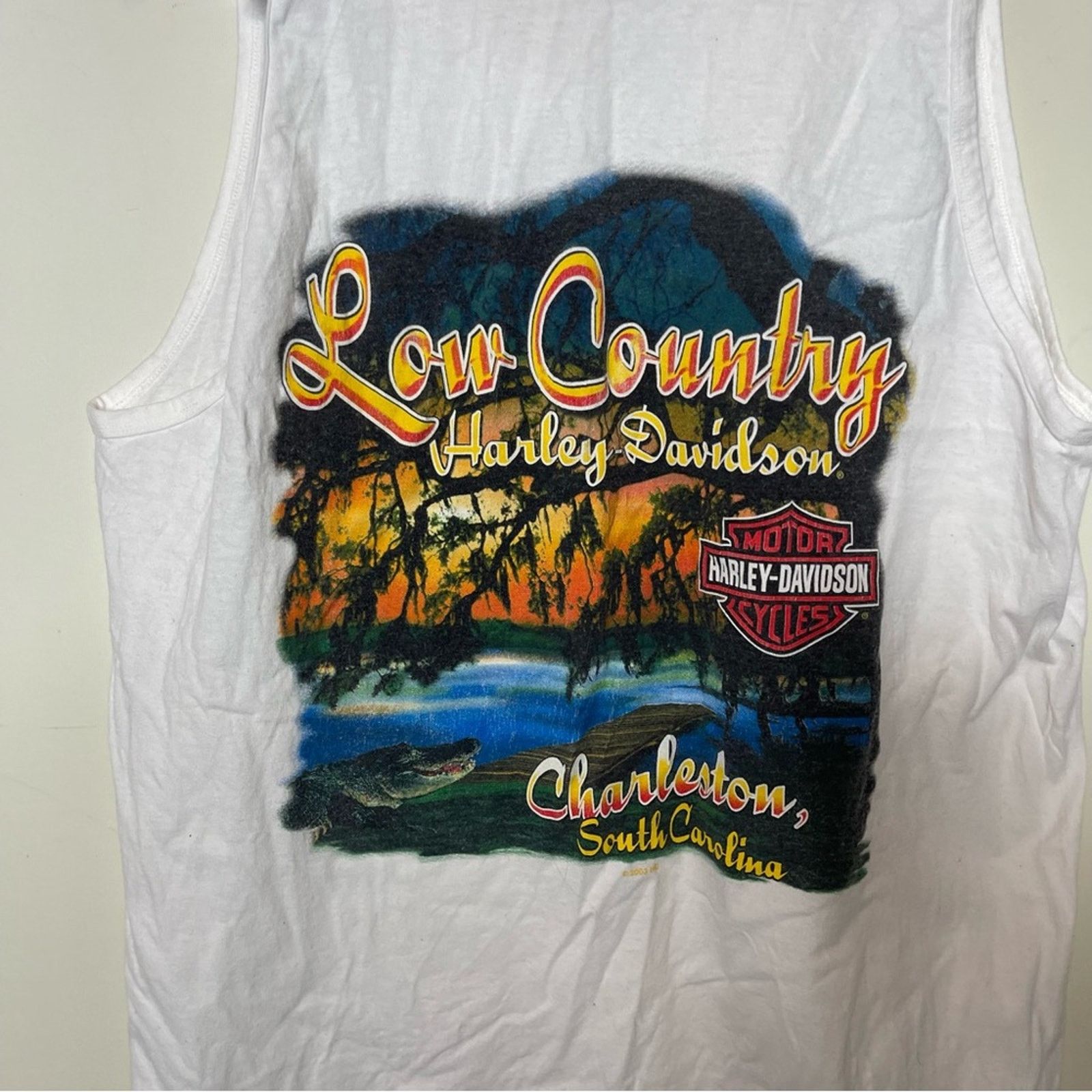Harley Davidson Harley Davidson Motorcycle Charleston SC white tank sz L Size US L / EU 52-54 / 3 - 4 Thumbnail