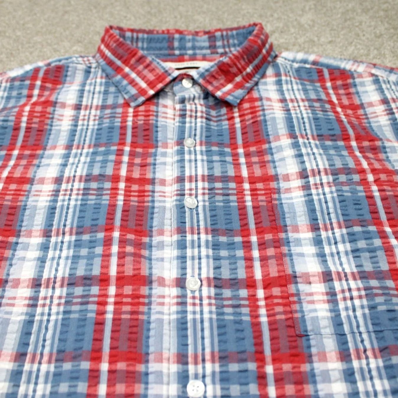Vintage Oak Hill Cool & Dry Shirt Mens 2XL Red/Blue Plaid Button-Up Short Sleeve Cotton/Poly SS Shirt Size US XXL / EU 58 / 5 - 4 Thumbnail